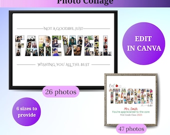 Personalized Farewell+ Teacher Photo Collage Templates Printable Teacher Farewell Gift  Teacher Appreciation Gift From Class Kids Students