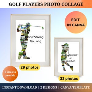 Custom Golf Player Photo Collage Template Personalized Golf Gifts for Dad Golf Picture Collage Golf Player Print Printable Golf Wall Art