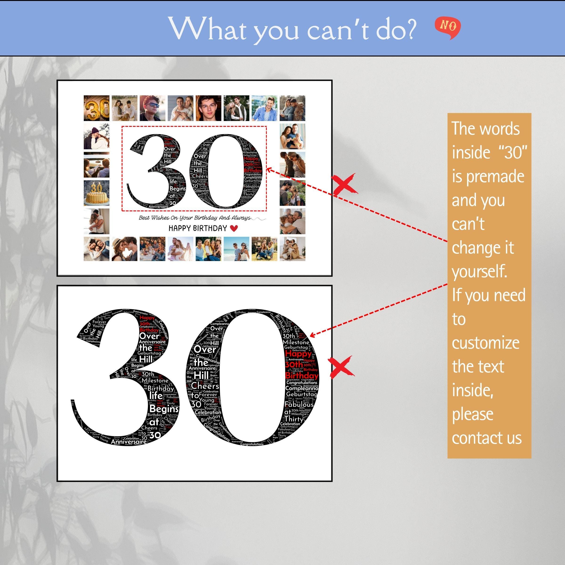 Custom 30th Birthday Photo Collage Template Personalized 30th Birthday ...