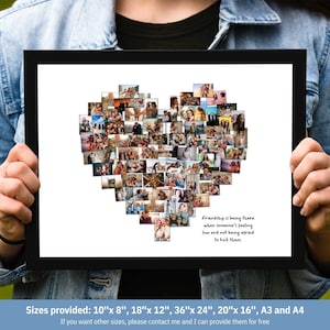 Modèle de collage coeur personnalisé Cadeau personnalisé pour elle Collage photo en forme de coeur Cadeau photo maman pour soeur Cadeau d'anniversaire pour meilleure amie