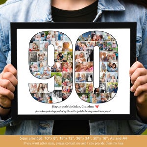 Custom 90th Photo Collage Template Personalized 90 Birthday Gift for ...
