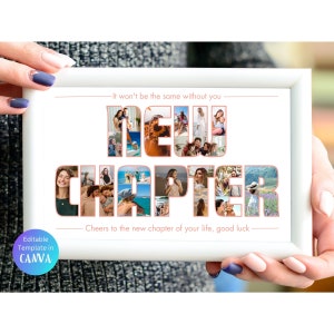 Custom New Chapter Photo Collage Canva Template Personalized Goodbye Gift For Friends Moving Cities Farewell Gift Retirement Collage