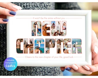 Custom New Chapter Photo Collage Canva Template Personalized Goodbye Gift For Friends Moving Cities Farewell Gift Retirement Collage