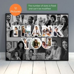Plantilla de collage de fotos de regalo de agradecimiento al jefe personalizada para mujeres y hombres, regalo de agradecimiento al jefe, regalo imprimible para despedida de colega