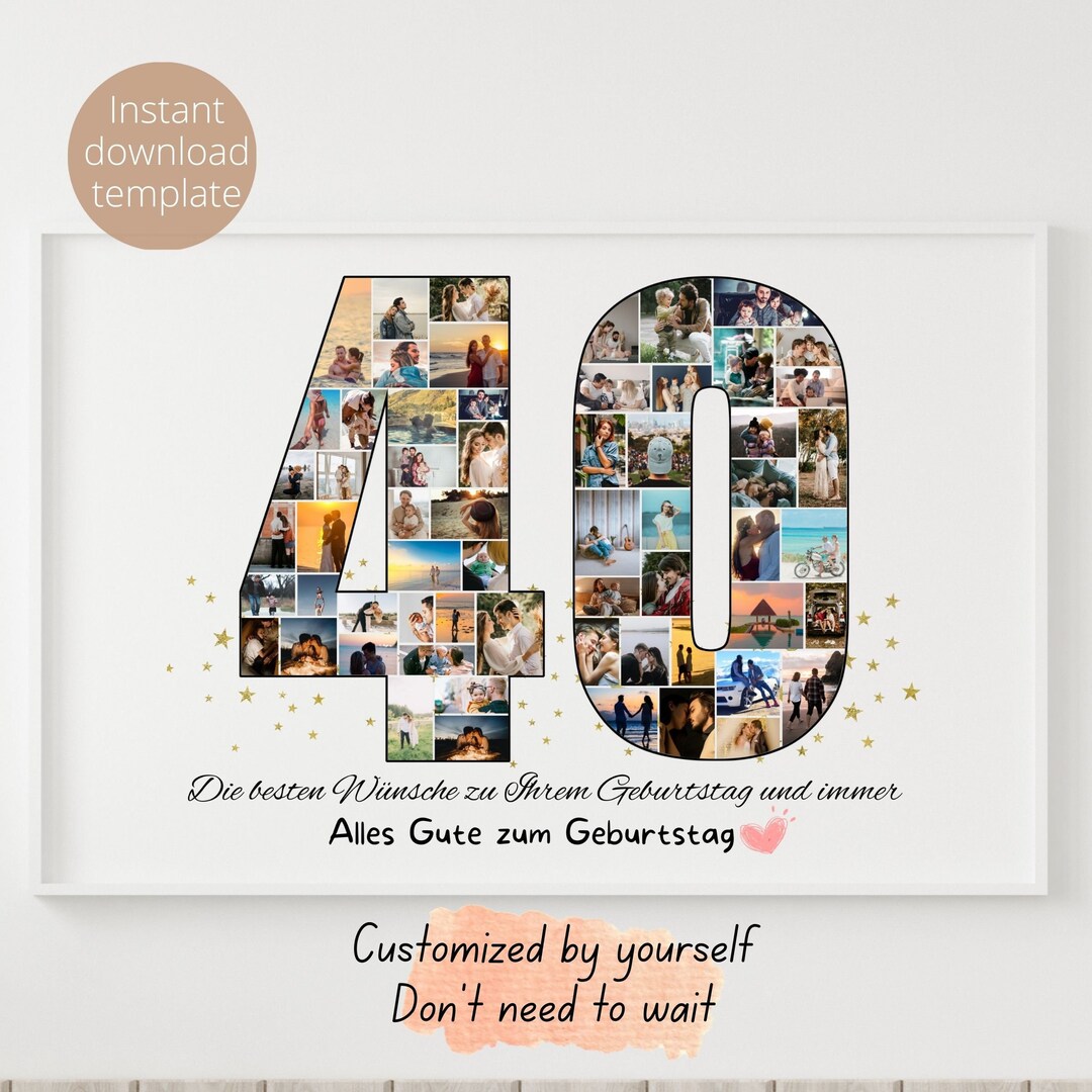 Vierzig Geburtstag, Custom 40 Geburtstagsfoto Collage, Personalisierte ...