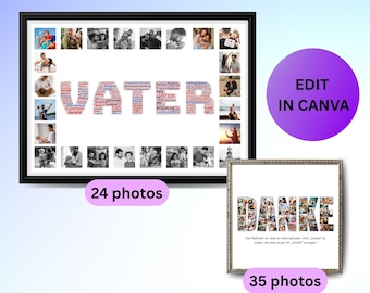 Custom VATER Photo Collage Template German Father Word Cloud Gift Printable Father's Day Gift Personalized for Dad Word Art Gift DANKE