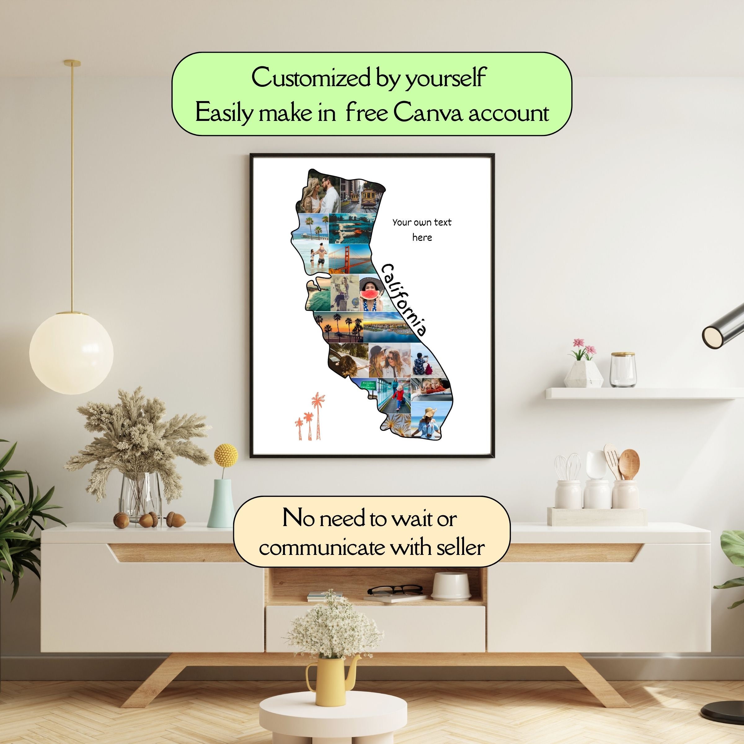 Custom California Map Photo Collage Template Personalized Travel Map  Pictures Printable California State Wall Art USA Print US Travel Map - Etsy, image size:2400x2400