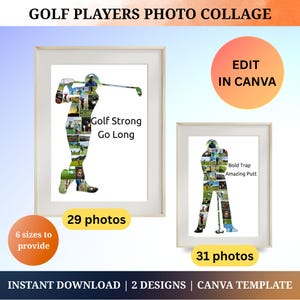 Custom Golf Player Photo Collage Template Personalized Golf Gifts for Dad Golf Picture Collage Golf Player Print Printable Golf Wall Art