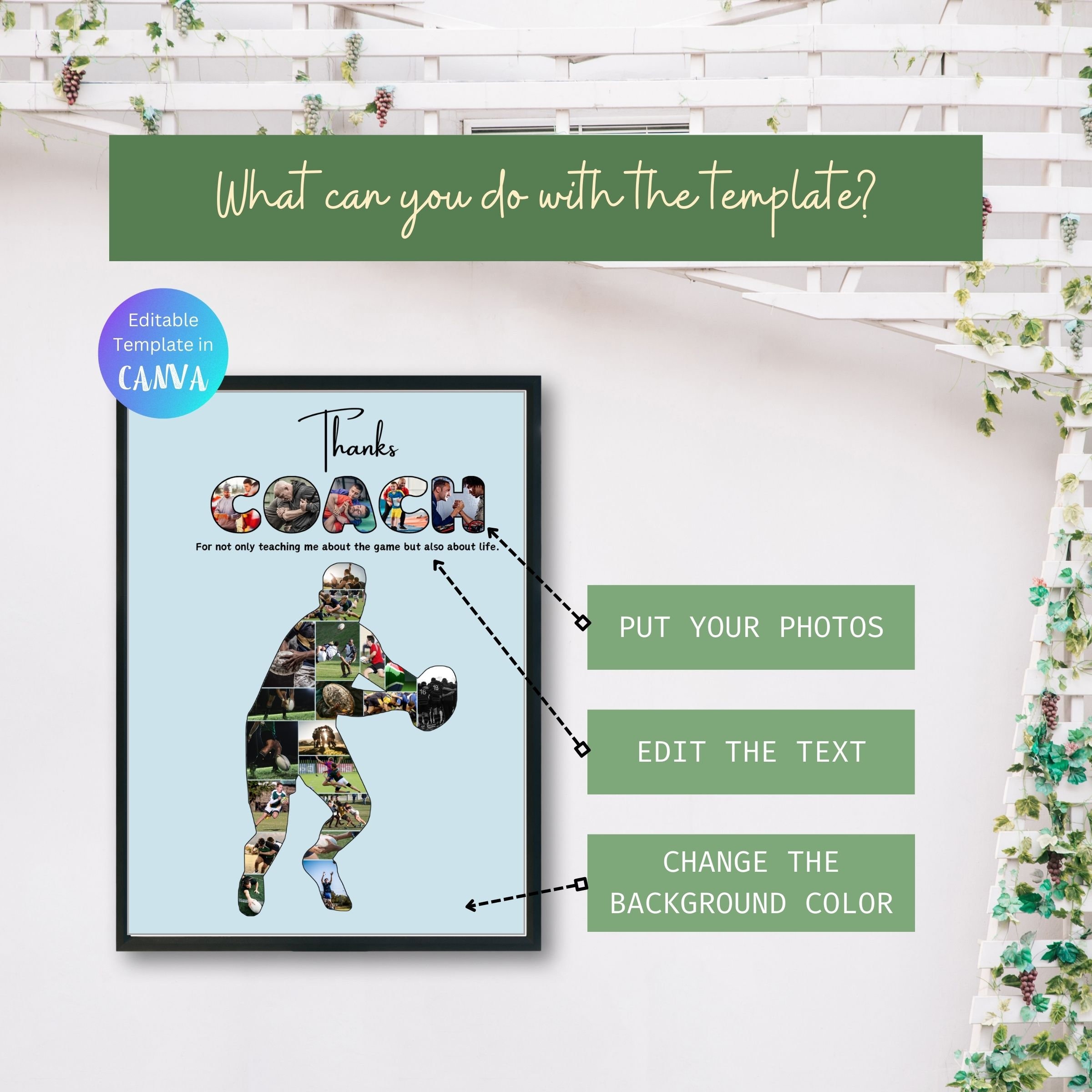 Thanks Coach Rugby Custom Thanks Coach Collage Template Thank You Rugby Coach Gift Photo ...