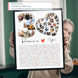 30 Reasons We Love You Editable Template Canva 30th Birthday Gift For New Dad Custom Photo Collage Picture Frame Printable Gift For Husband
