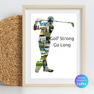 Custom Golf Photo Collage Template Personalized Golf Gifts for Men Player Golf Picture Collage  Gift for Him Birthday Printable Gift for Dad