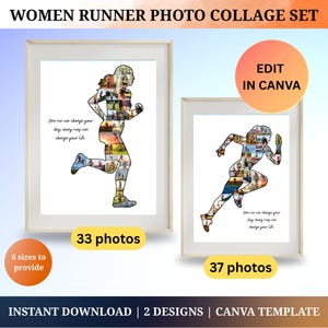 Personalisierter Fotocollage-Set für Läuferinnen Einzigartiges Geschenk für Frauen Läufer, Lauffans & Mädchen Hochwertiger Kunstposter-Druck