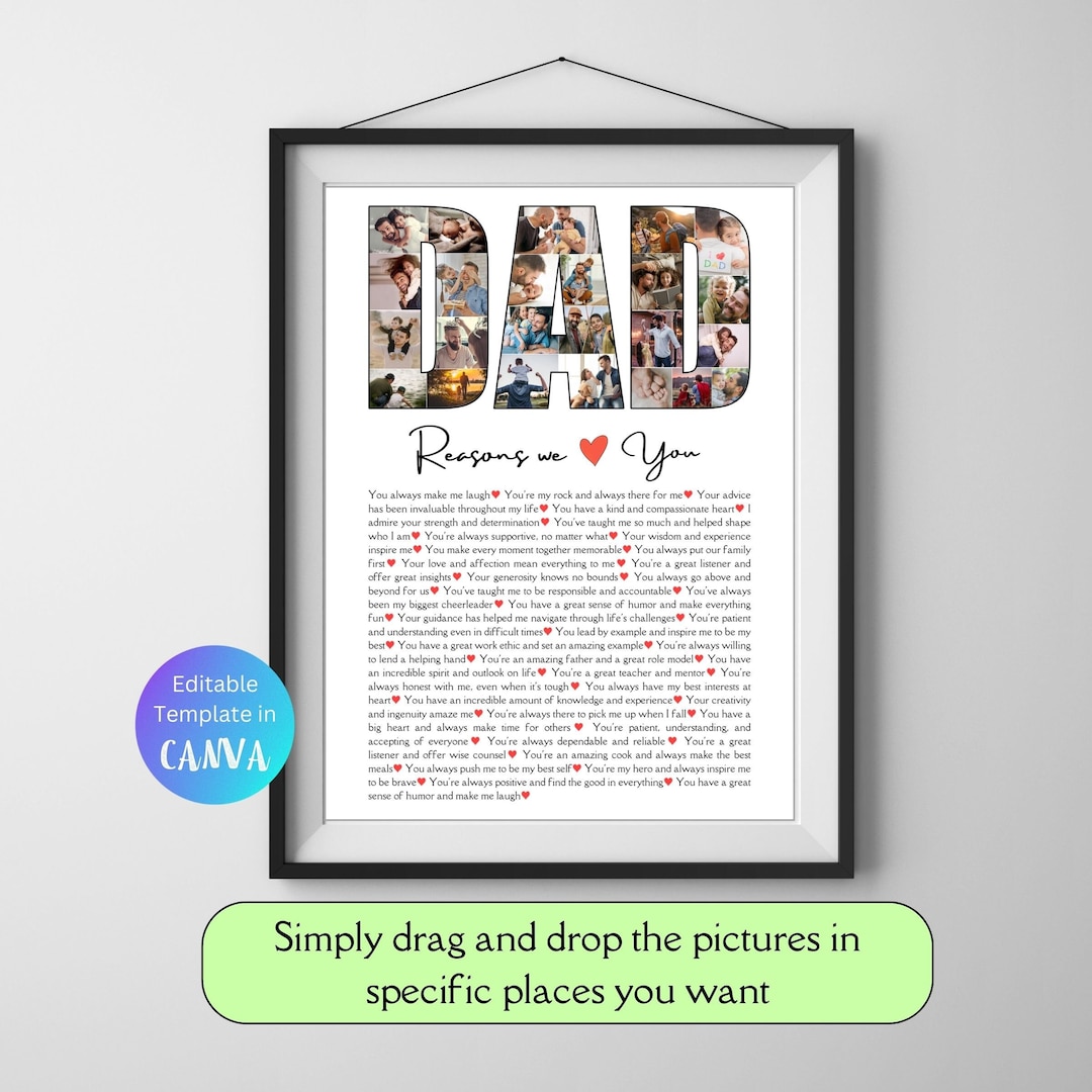 Reasons We Love You Editable Template Gift for Father's Day Custom Dad ...