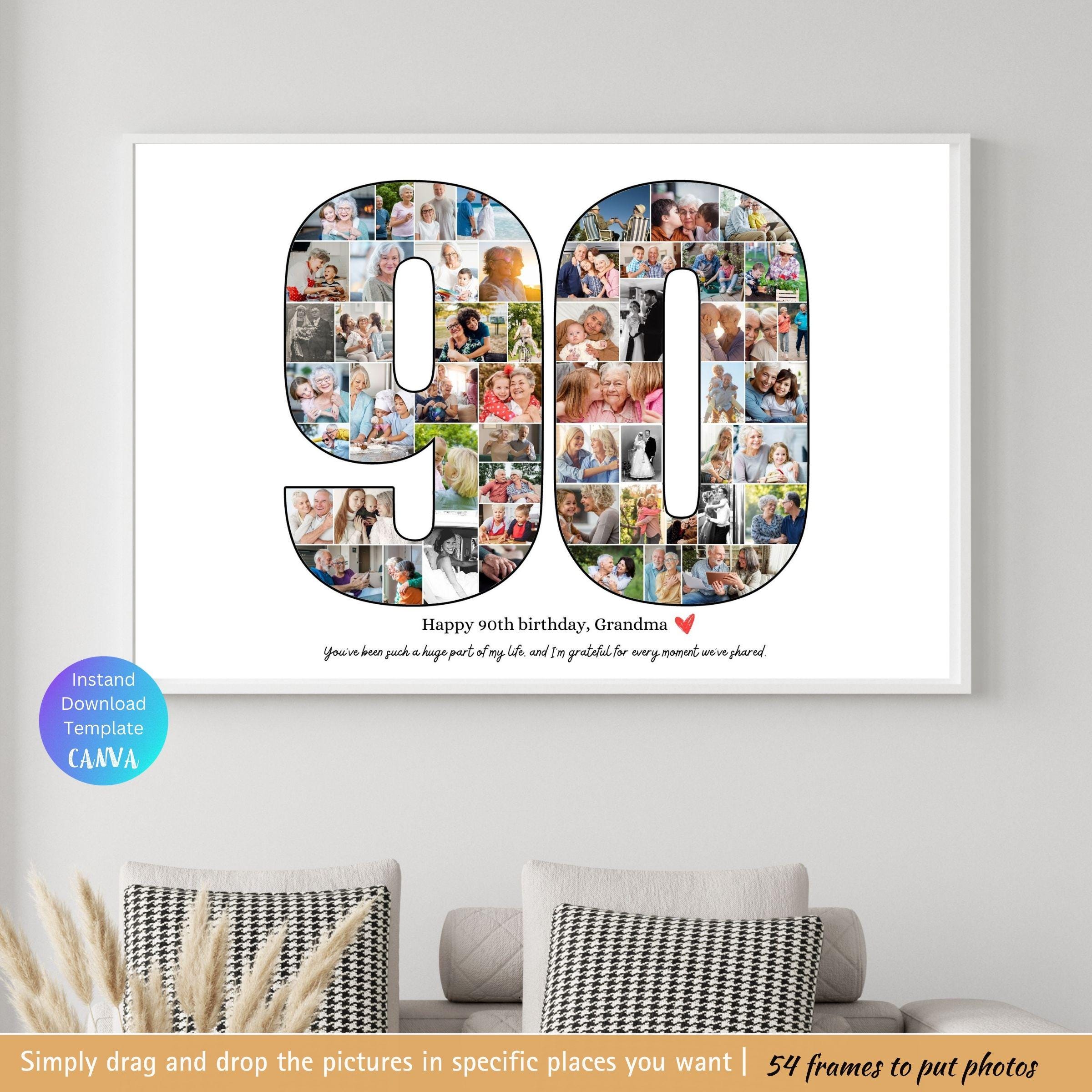 Custom 90th Birthday Photo Collage Template Personalized 90th Birthday ...