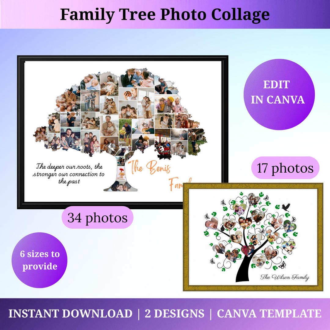 Custom Family Tree Photo Collage Template Personalized Family Collage ...