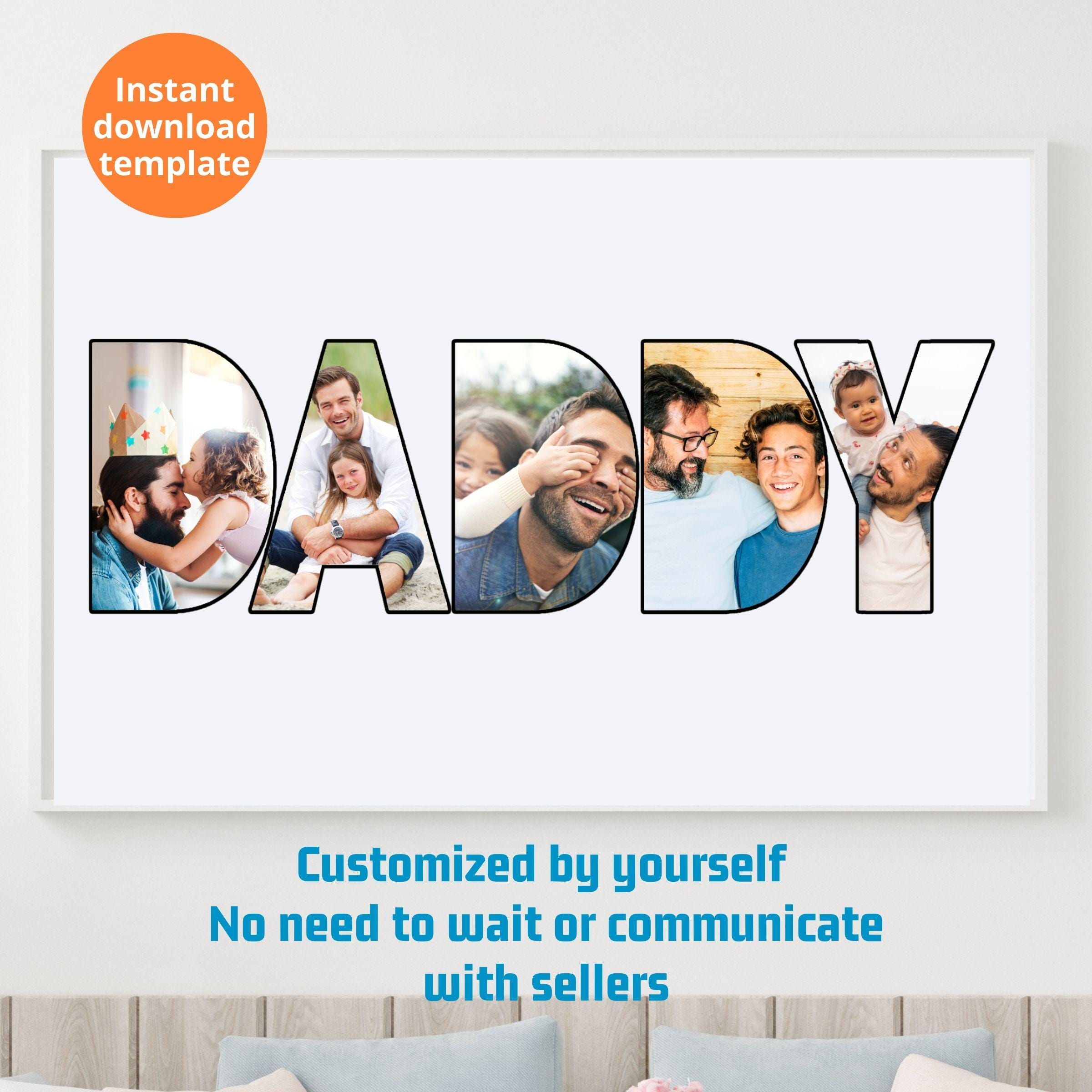 Custom DADDY Photo Collage Template Personalized Gift for Father's Day ...