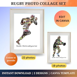 Custom Rugby Photo Collage Template Rugby lovers gift for Rugby Player Gift for Men Boy Fan Gift Rugby Art Print Wall Art Rugby Team Gift
