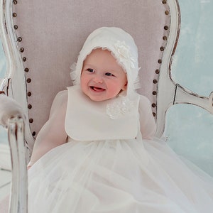 Bib For Baby Girl &#39;Grace&#39; | Birthday Bib | Light Ivory Bib | Dress Bib| Christening Bib | Baptism Bib | Baby Girl Bib| Christening Set