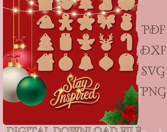 Laser Cut Christmas Ornaments: Festive Holiday Decor (Digital File DXF/SVG)