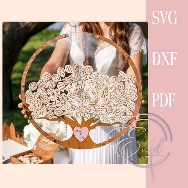 Wedding Guest Book Drop Box | Personalised Guest Book Tree of Life Download file SVG, PDF, DXF | Function Tree Guest Book