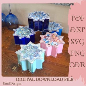 Laser Cut Snowflake Box Template, Gift Box SVG DXF CRD (Digital Download)