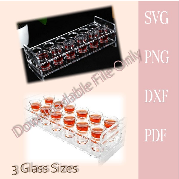 Shot Glass Tray for 12 glasses in 3 Glass sizes including svg / dxf and png files.