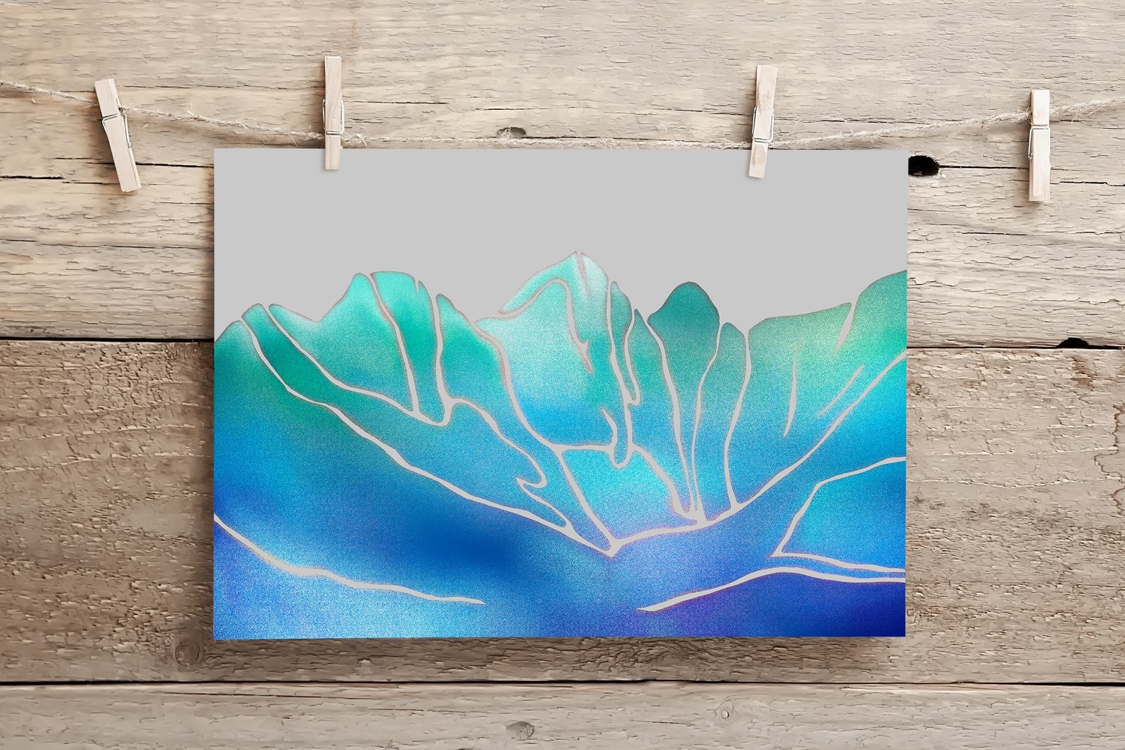 Faded Blue Mountains Art Print Etsy