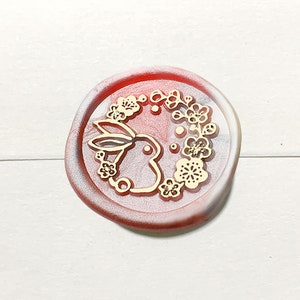 Sakura Bunny Wax Seal Stamp-Personalized Initials Wax seal stamp-Wedding Invitation Wax Stamp-Wax Sealing Melting