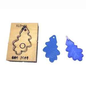 Boucle d'oreille perforée en cuir feuille de chêne, outil de découpe en métal, règle en acier, outil kraft pour créations artisanales en cuir, découpe en acier inoxydable faite main