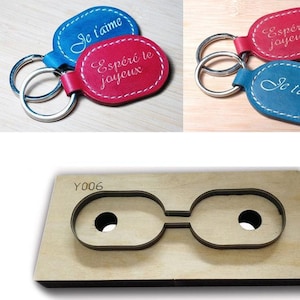 Porte-clés fait main en cuir découpé, porte-clés en cuir fait main, emporte-pièce en métal avec règle en acier, découpe en cuir, outil kraft pour créations artisanales en cuir