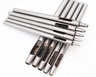 10pcs belt punch set, fine polished round punch belt watch, round punch, leather eyelet opener, DIY leather tools, leather die-cutting tools