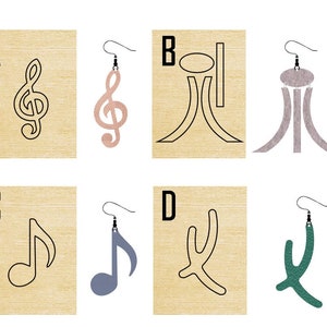 Fustellatura in pelle per orecchini con note musicali, fustellatura in pelle, fustellatrice in metallo con righello in acciaio, fustellatura in pelle personalizzata, strumento artigianale per punzonatura in pelle