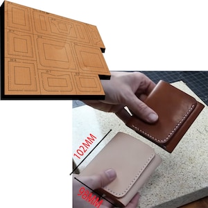 Corte e vinco de carteira de couro dupla, corte e vinco de couro para bolsa de cartão personalizada, cortador e vinco de metal com régua de aço, ferramenta de artesanato com punção de couro kraft