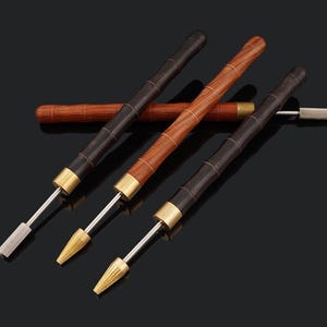 Sandalwood edge oiling pen, edge oiling tool, double bearing edge oiling pen, leather edge treatment tool, handmade leather carving