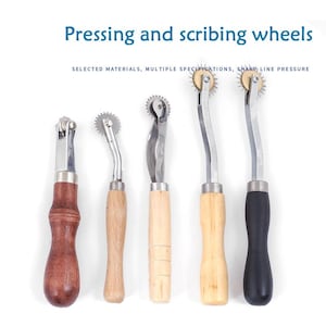 Interchangeable rollers wooden handle scribing wheel presser wheel, spacing wheel/dotting wheel, tracing wheel, sharp toothed scribing wheel