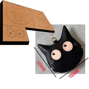 Ornement de chat fait main en cuir découpé avec pendentif design animal personnalisé en cuir règle en acier en métal - artisanat pour le bricolage en cuir
