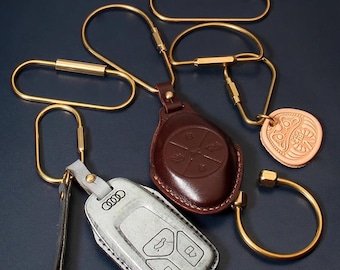 Multi-Style Brass Keychain Ring, DIY Keychain, Leather Bag Buttons, Handmade Handbag Accessories, Leather Craft Accessories