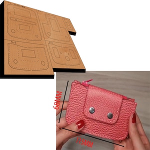 Joli sac pour cartes à faire soi-même, découpe en cuir, outil de découpe pour sac portefeuille personnalisé, outil de découpe pour métal avec règle en acier, outil de perforation pour le cuir pour travaux manuels