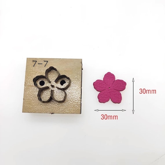Stampo Per Tagliare La Pelle A Forma Di Fiore 30 Mm - Fustella Con Base In Legno E Taglierina Acciaio Carbonio Per Artigianato
