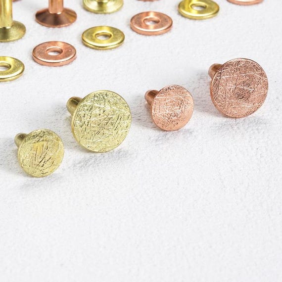 Set 60 Rivetti A Vite Con Anello - Borchie In Metallo Per Leathercraft Fai Da Te (Oro, Argento, Nero) - Foto 6