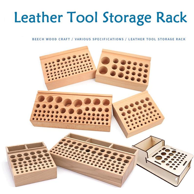 Leather Tool Storage Rack, Round Punch Diamond Chop Storage Table ...