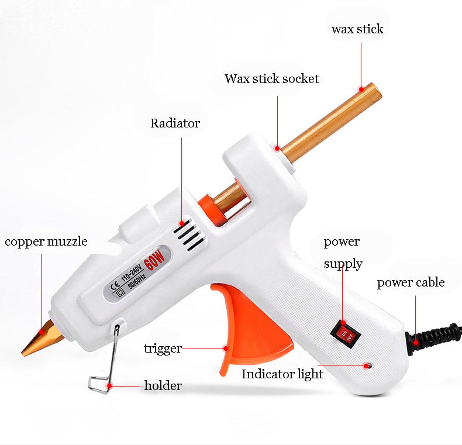 60W Hot Melt Wax Sealing Glue Gun/40 Colors Sealing Wax Rod Etsy