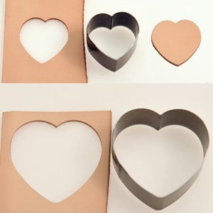 Righello in acciaio fatto a mano Cuore in metallo Fustella in pelle-Punzonatrice senza legno-Taglierina-Attrezzi per artigianato fai da te-Dimensioni personalizzate Soddisfa le tue esigenze