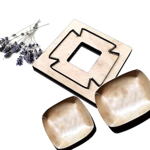 Plateau de rangement fait main en cuir - Plateau de rangement personnalisé - Règle de découpe en acier faite main en métal - Perforatrice en cuir, outil artisanal