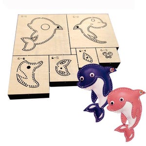 Portachiavi fai da te a forma di delfino in pelle fustellata - Ciondolo in pelle fatto a mano in acciaio fustellato in metallo - Strumenti artigianali per punzonatura della pelle - Design personalizzato