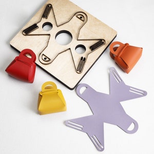 Corte de couro para bolsa pequena, corte de bolsa artesanal, cortador de metal com régua de aço, ferramenta de artesanato com punção de couro kraft, presentes de Natal