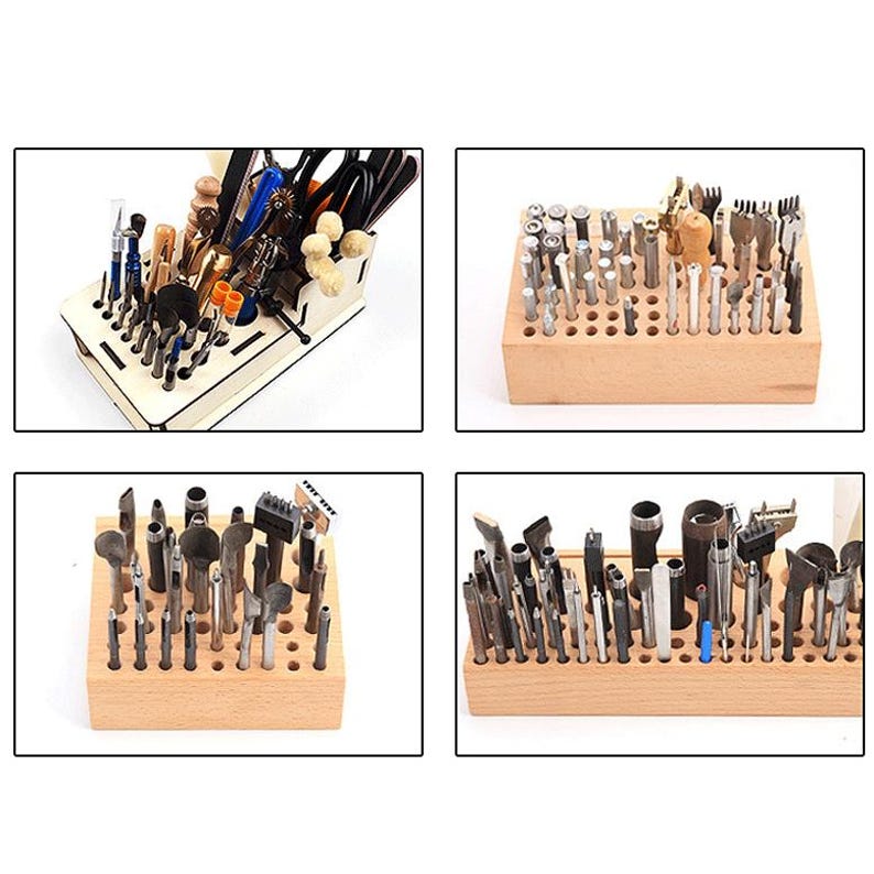 Leather Tool Storage Rack, Round Punch Diamond Chop Storage Table ...