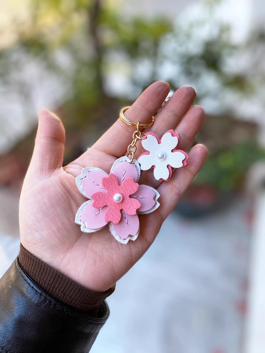 Custom Cherry Blossom Keychain Die Cutting, Sakura Leather Die Cut