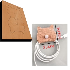 Bolsa de coleção de cabos de gato fofo, corte e vinco, régua de aço de couro de gatinho feito à mão, cortador de metal, corte e vinco de couro, design personalizado, ferramenta de artesanato com punção