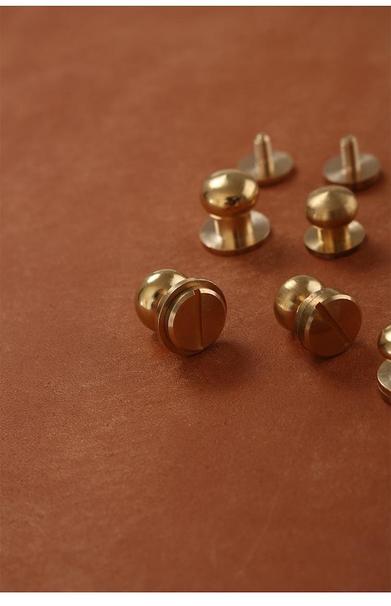 Rivets à Visser Pour Cuir - Lot De 8 Ensembles (tête + Vis) - Taille 8x5 Mm, Filetage M3x7 Mm - Couleur Ton Bronze - Pour Sacs, Ceintures, Artisanat